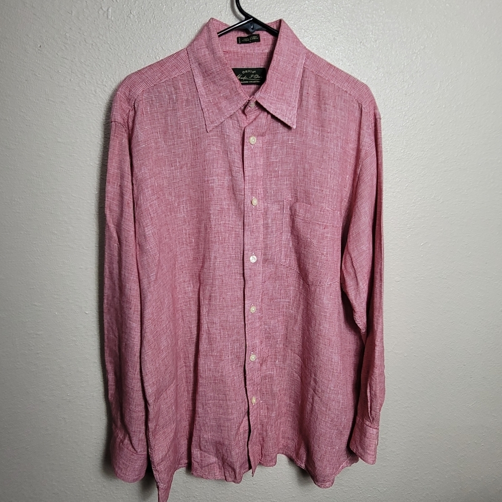 Orvis Classic Mens Mesh Outdoor Fishing Red Long Sleeve Button Down  Sz Large